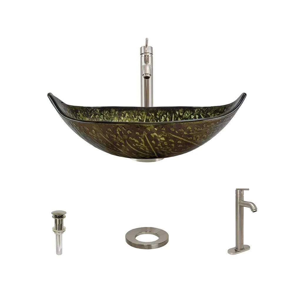 Brushed Nickel Vessel Faucet Ensemble C8268