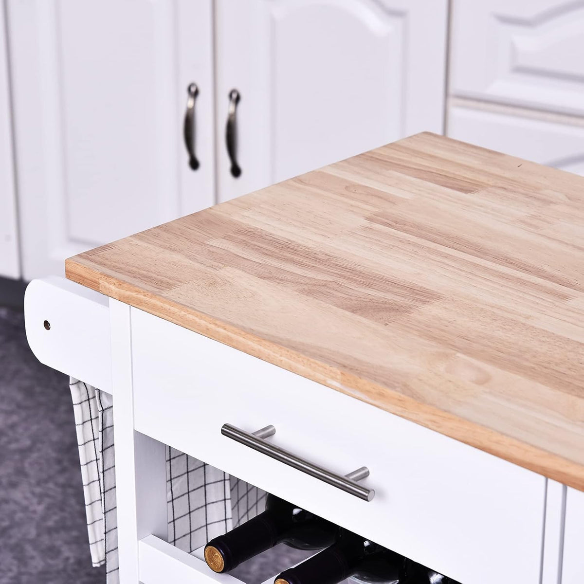 White 4-Tier Rolling Kitchen Cart with Drawer P870