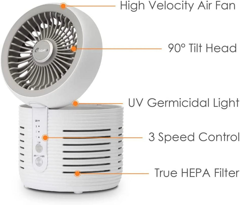 2-in-1 Air Purifier and Desk Top Fan HEPA White N706087
