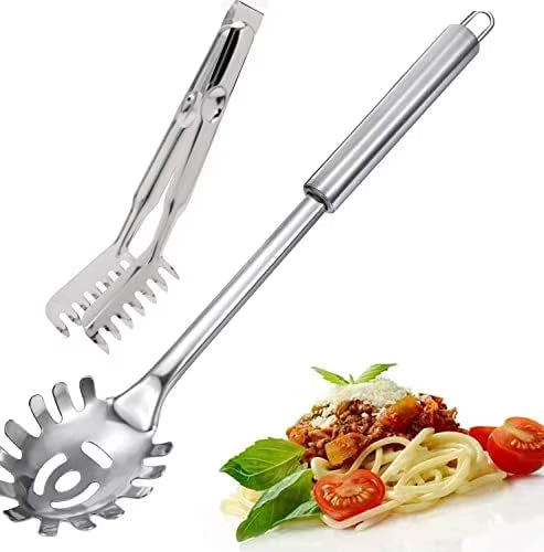 2-Piece Stainless Steel Spaghetti Set with Tongs, 12 Inch B408022
