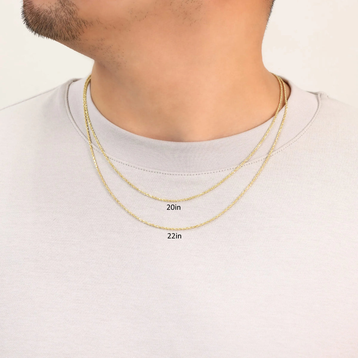 14k Yellow Gold 1.5mm Rope Chain Diamond Cut Necklace 16" - 24" N60838