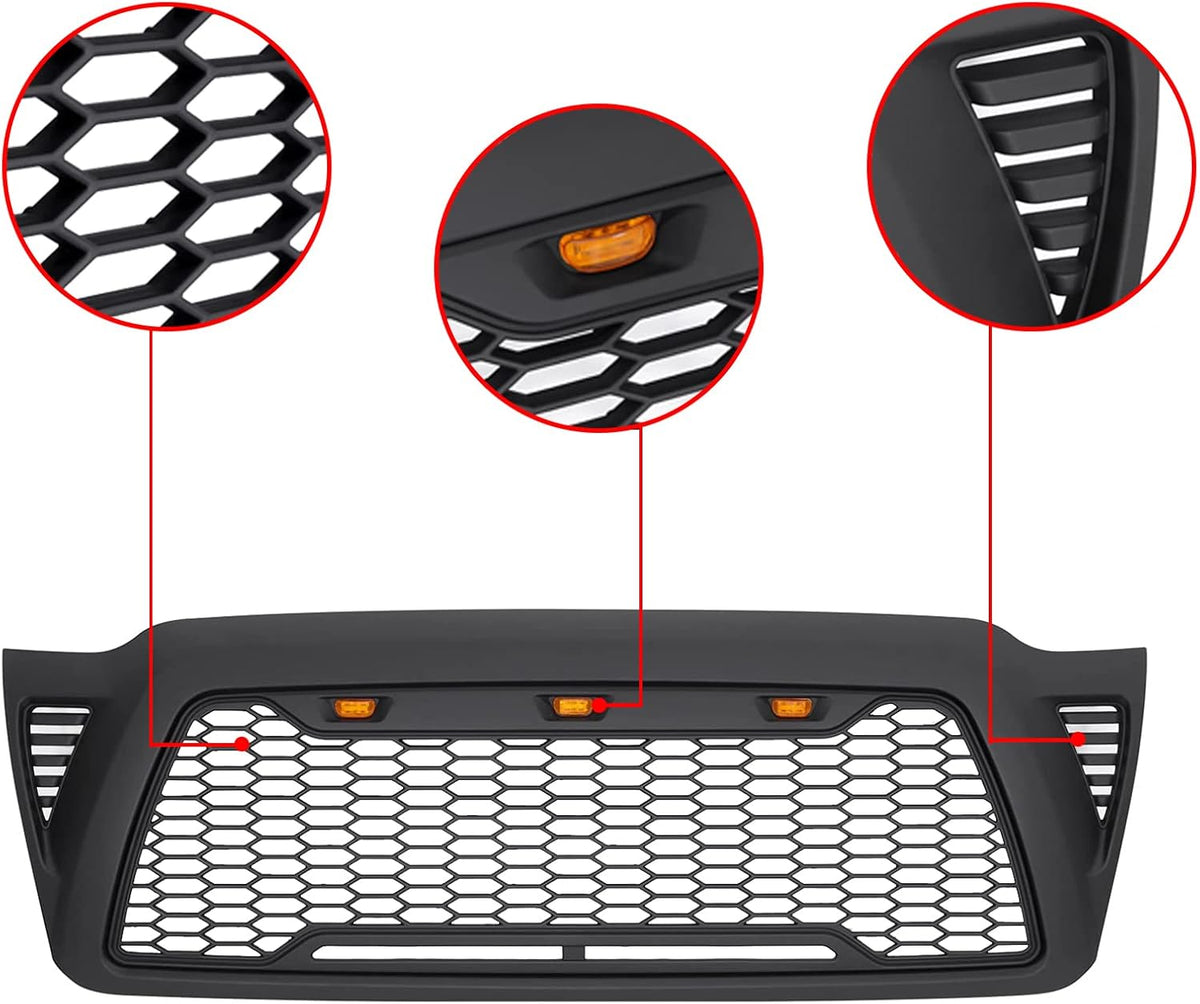 Matte Black Mesh Grille with 3 LED lights M917
