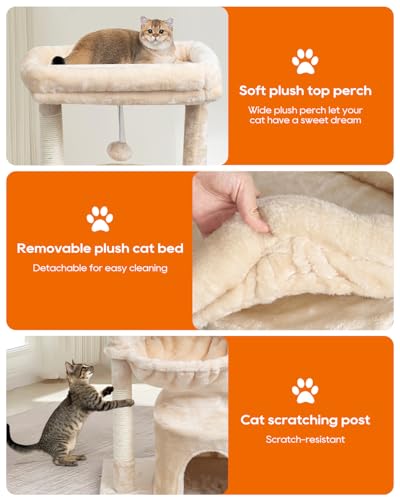 Small Cat Tree with Scratching Post and Cradle L871