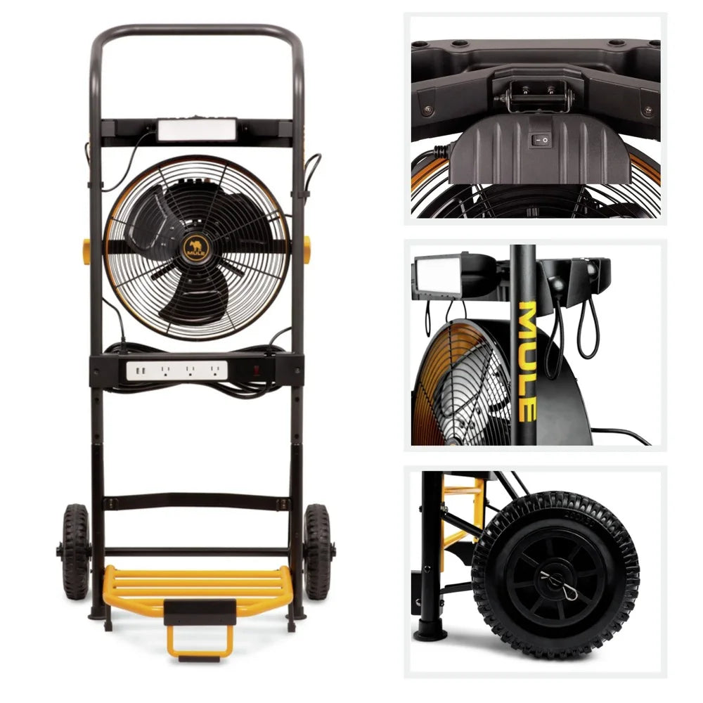 200 lbs. Capacity Hand Truck 5-in-1 Mobile Workshop with Integrated Fan and LED Light M6437