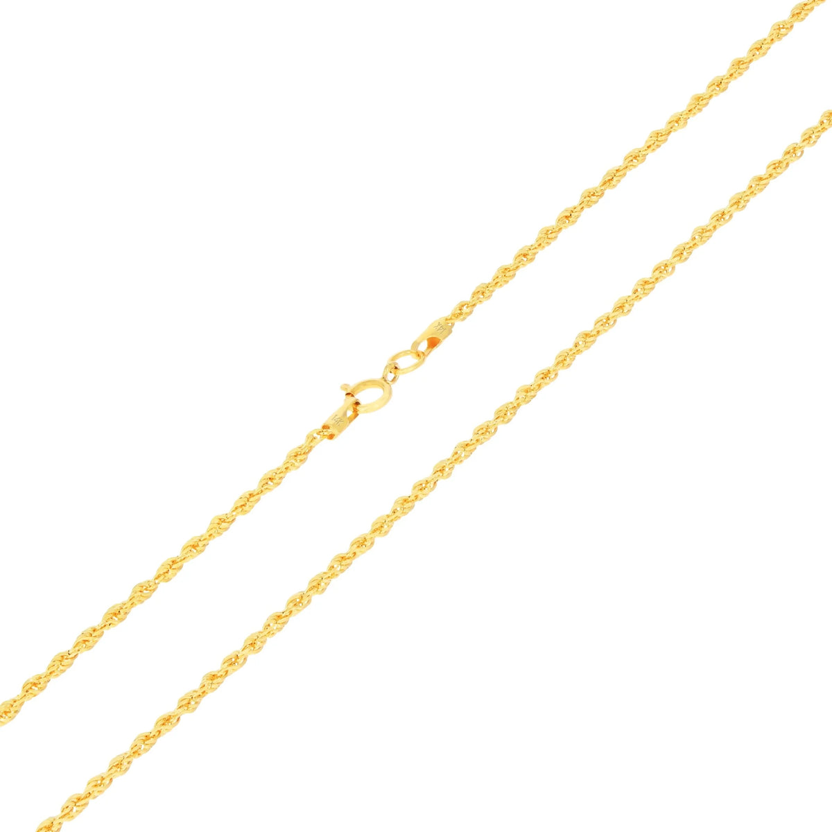 14k Yellow Gold 1.5mm Rope Chain Diamond Cut Necklace 16" - 24" N60838