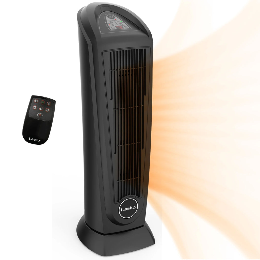 22.5" 1500W Oscillating Ceramic Tower Space Heater with Remote Control, Black J37538