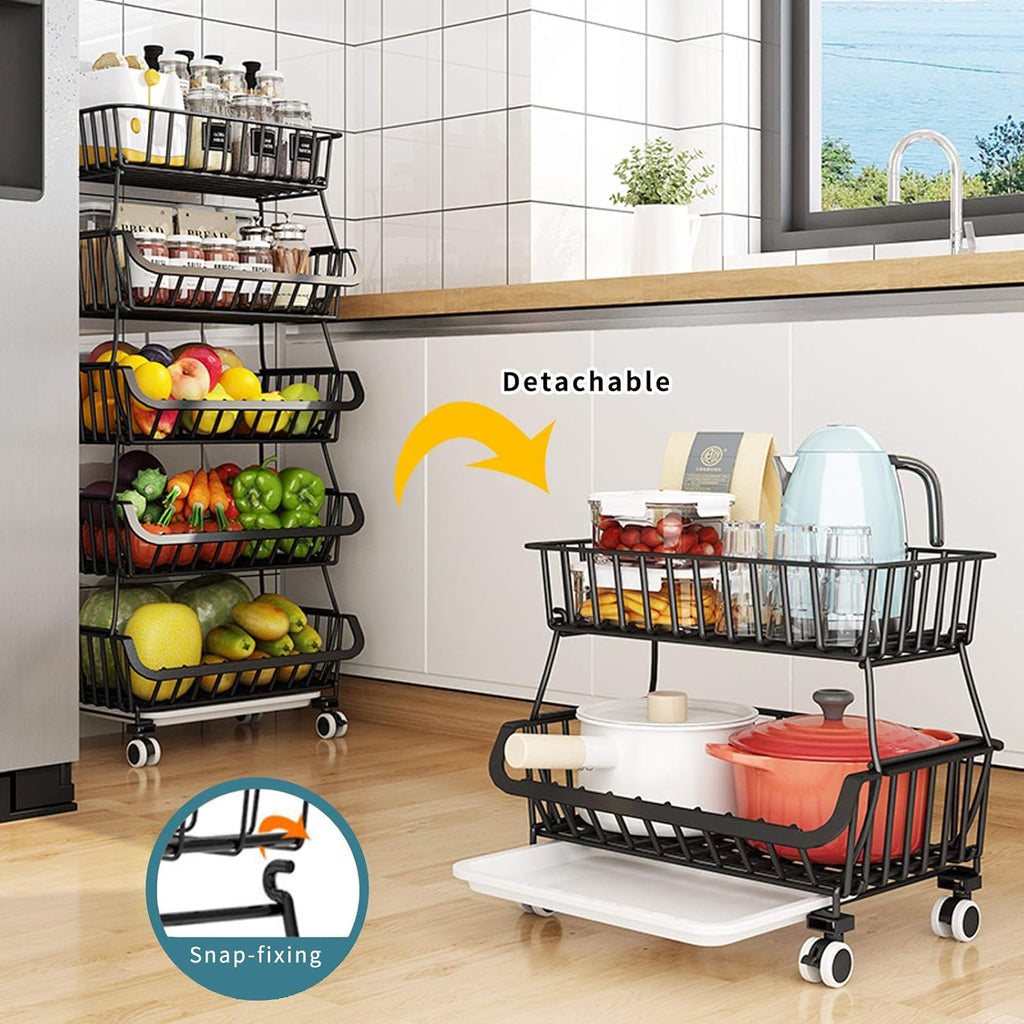Black Iron Wire Stackable Storage Baskets B1666