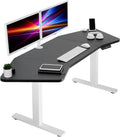Black Table Top White Frame Electric Height Adjustable Stand Up Desk D84972