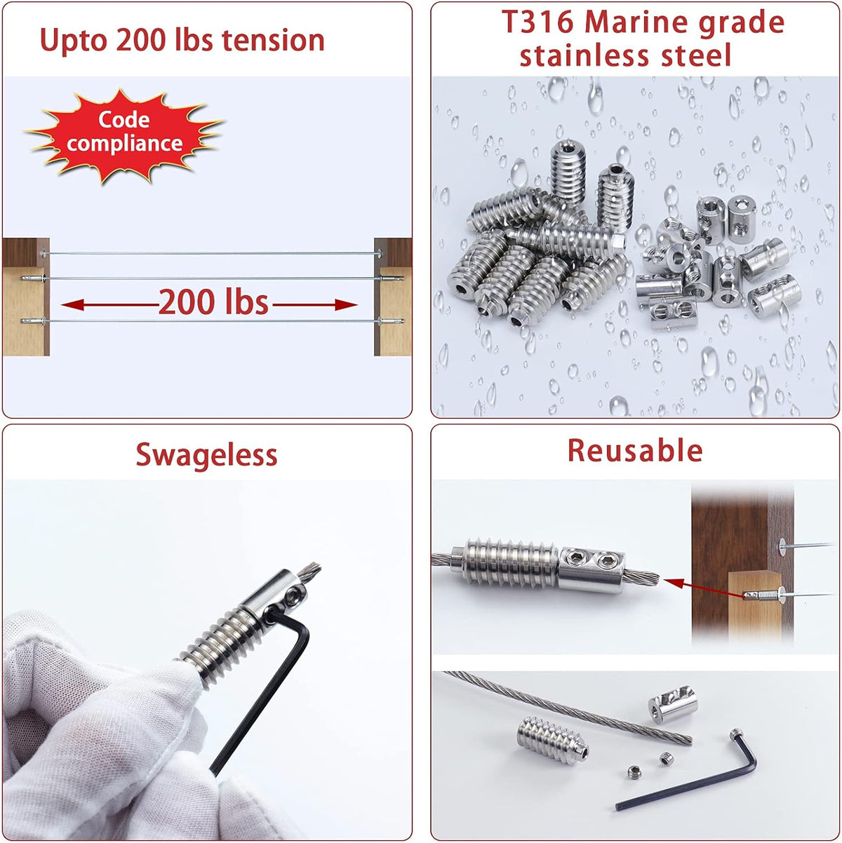 5/32 Cable Railing Kit with Protective Sleeve T316 Stainless Steel H47936