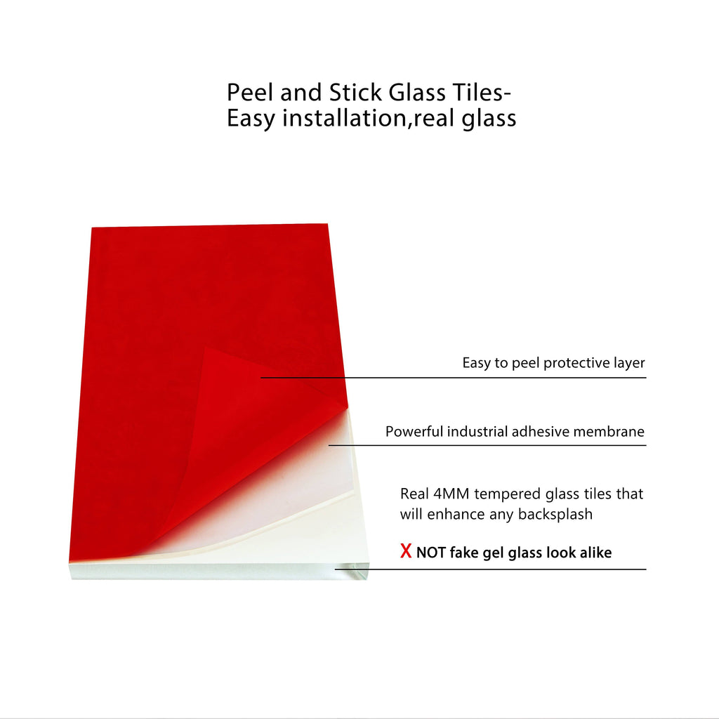 3x22 x 6x22 x 5mm Glass Peel & Stick Subway Tile - 8 Square Feet per Carton - Super White I19658