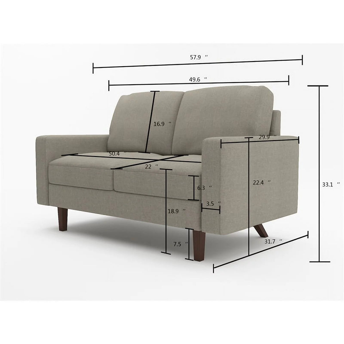 Brown Faux Leather Loveseat P1894