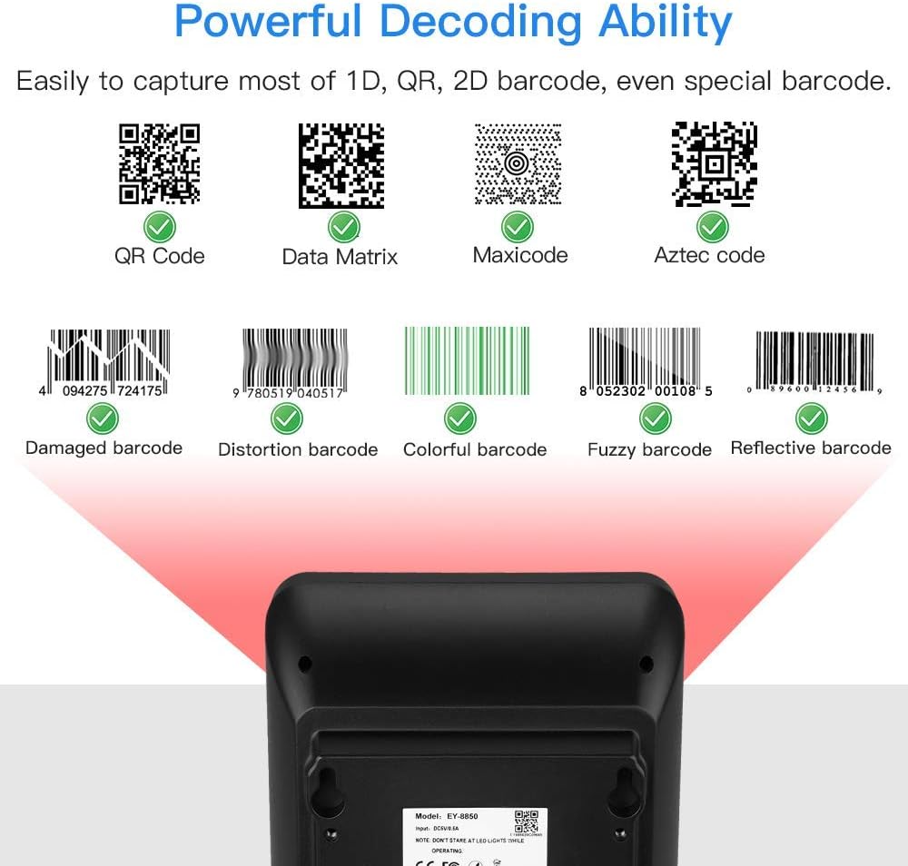 2D QR Barcode Scanner with Big Scan Window J4880