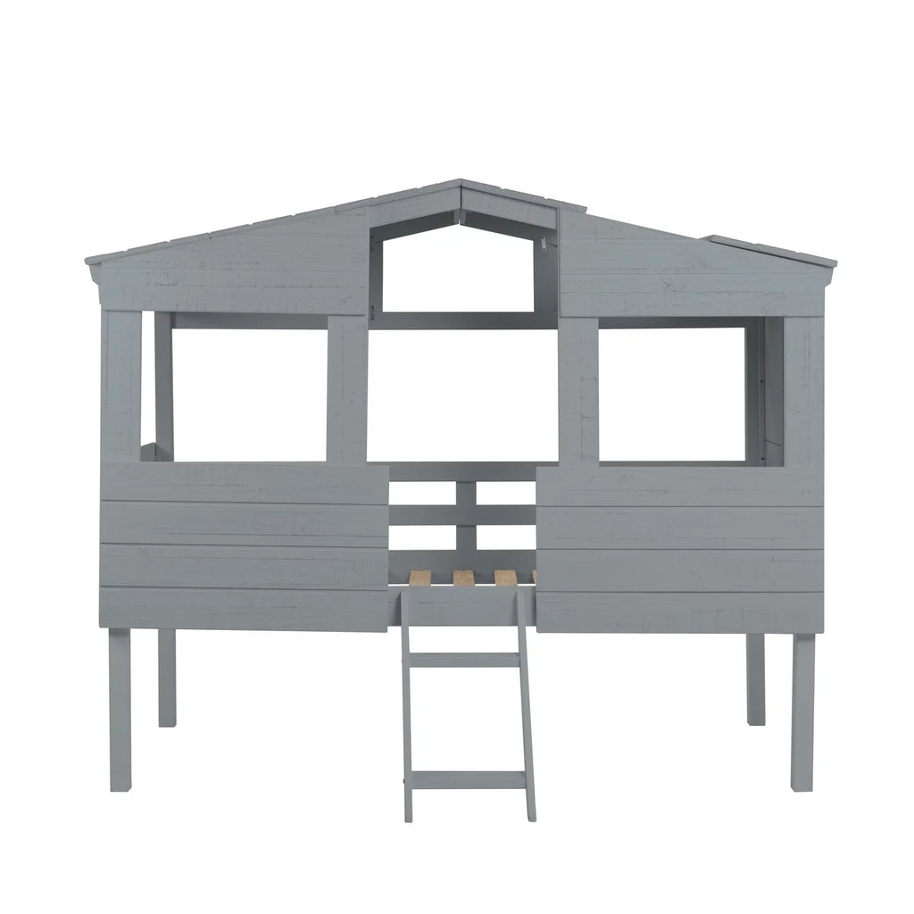 Full Size Solid Pine Wood House Bed with Guard Rails U358