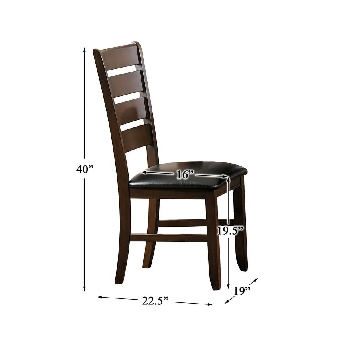Dark Oak Wood Dining Chair Set of 2 V4795