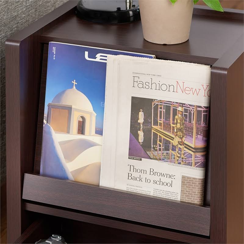 Walnut Open Shelf End Table U579
