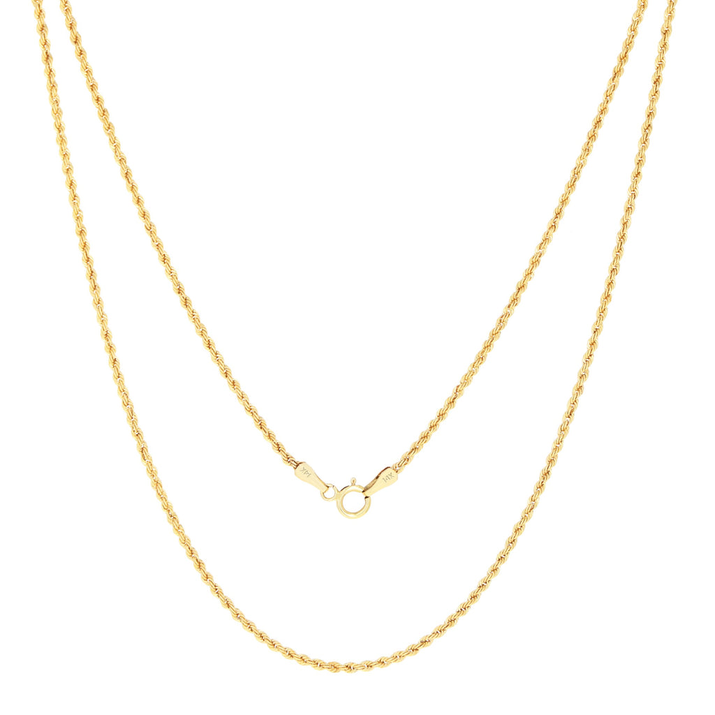 14k Yellow Gold 1.5mm Rope Chain Diamond Cut Necklace 16" - 24" N60838