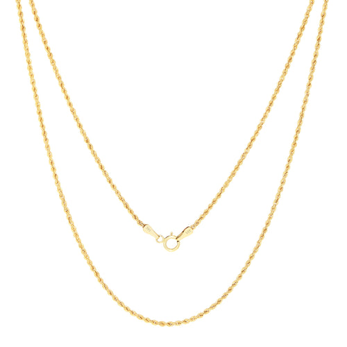 14k Yellow Gold 1.5mm Rope Chain Diamond Cut Necklace 16" - 24" N60838