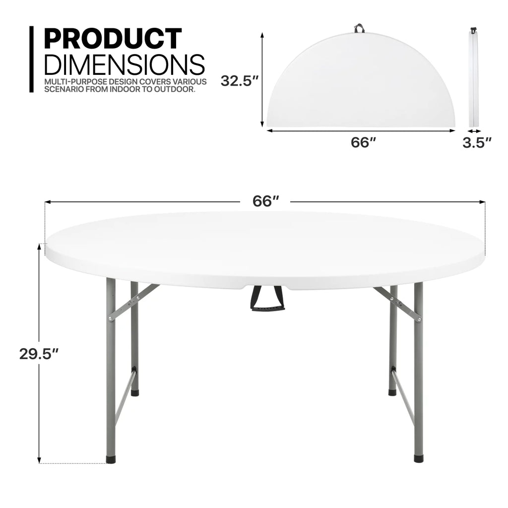 13 Pieces 5.5 FT White Folding Table and Chair Set O69915