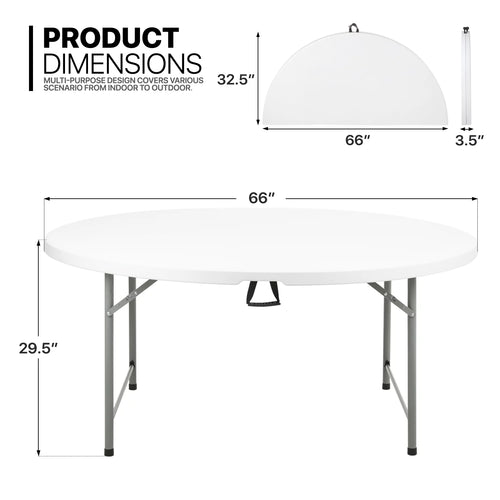 13 Pieces 5.5 FT White Folding Table and Chair Set O69915