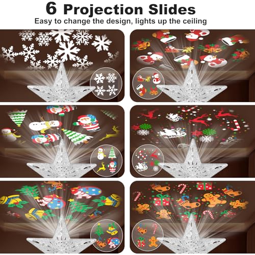 Silver 3D Glitter Lighted Christmas Tree Topper with Rotating LED Lights Y581037