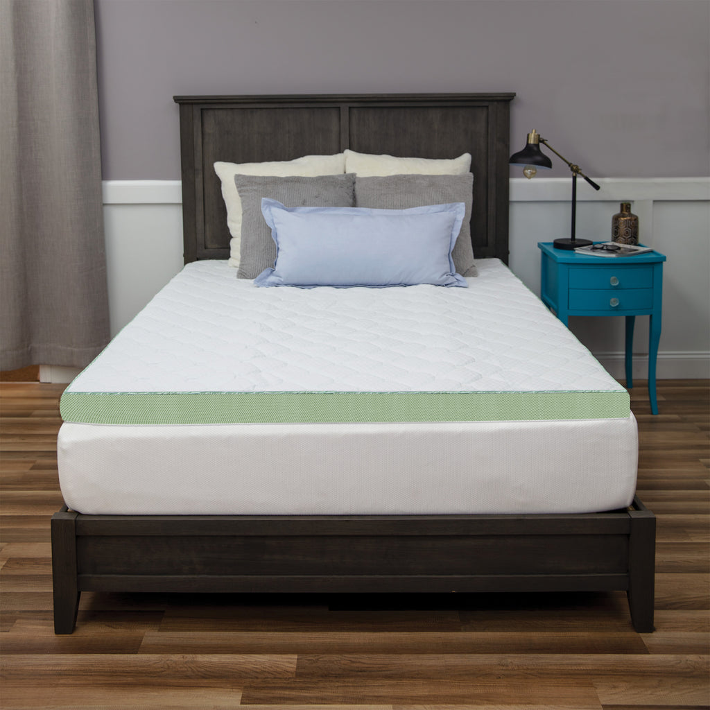 White Full Quilted Memory Foam Mattress Topper Z67681