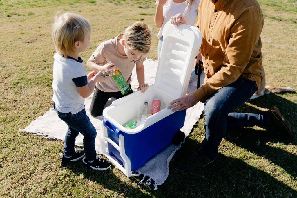 Blue 38 QT. Hard-Sided Ice Chest Cooler with Wheels R763