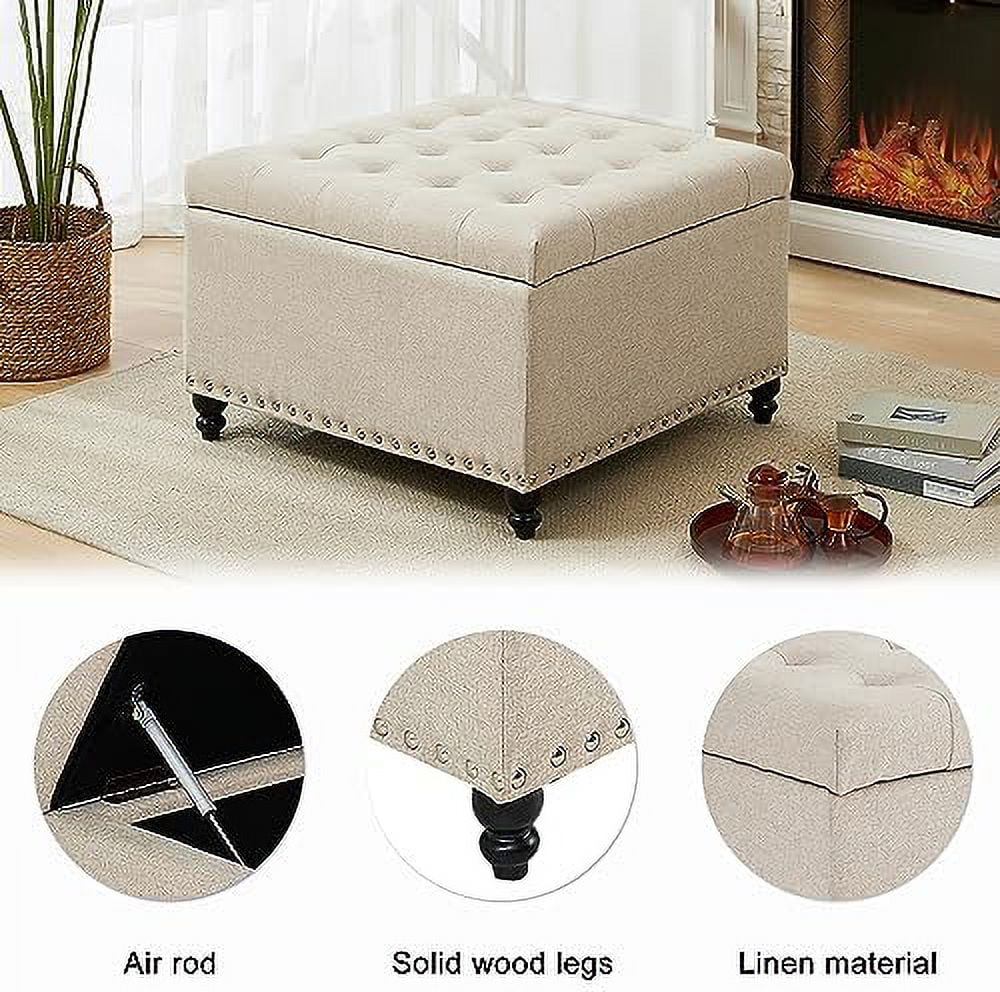 Light Brown Oversized Tufted Ottoman Bench Y36570