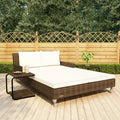 Brown Poly Rattan 2-Person Patio Sun Bed with Cushions N90934