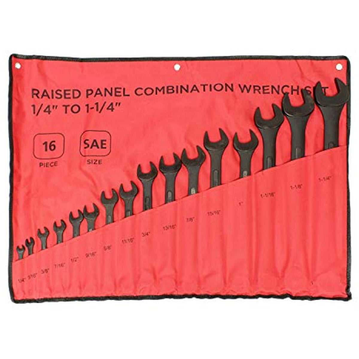 16 PC SAE Combination Wrench Set with Roll Up Pouch Q820857