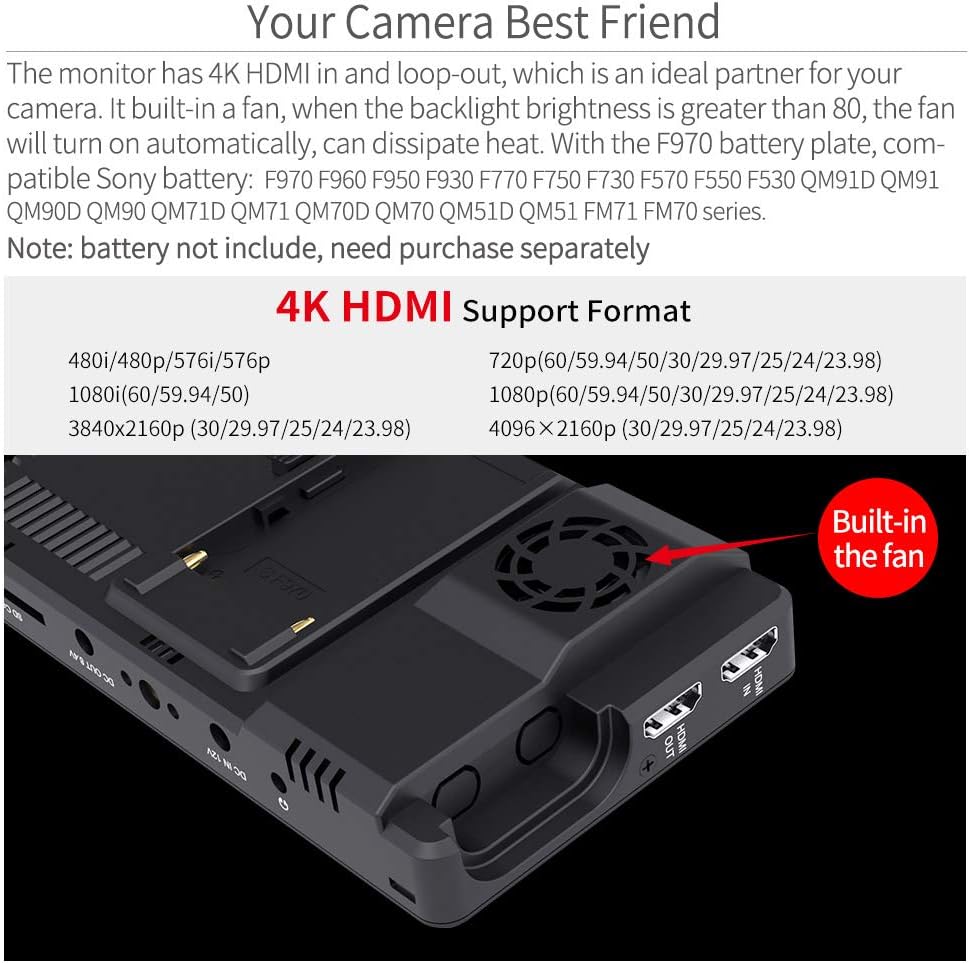 6 Inch 2600nits HDR Touch Screen DSLR Camera Field Monitor 4K HDMI Input Output 1920X1080 A24436