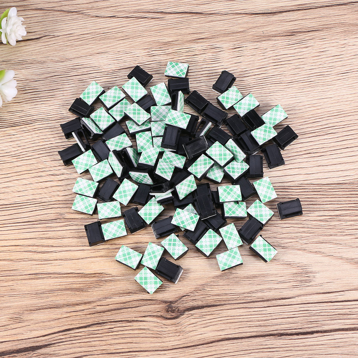 100pcs Black Adhesive Cable Clips Wire Cord Holders W53723