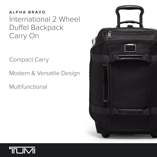 Black Ballistic Nylon 2 Wheeled Duffel Backpack Carry-On D22587