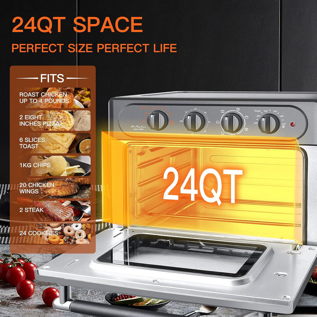 Air Fryer Toaster Oven Combo, 24 QT, 7-in-1, Dark Gray Q6368