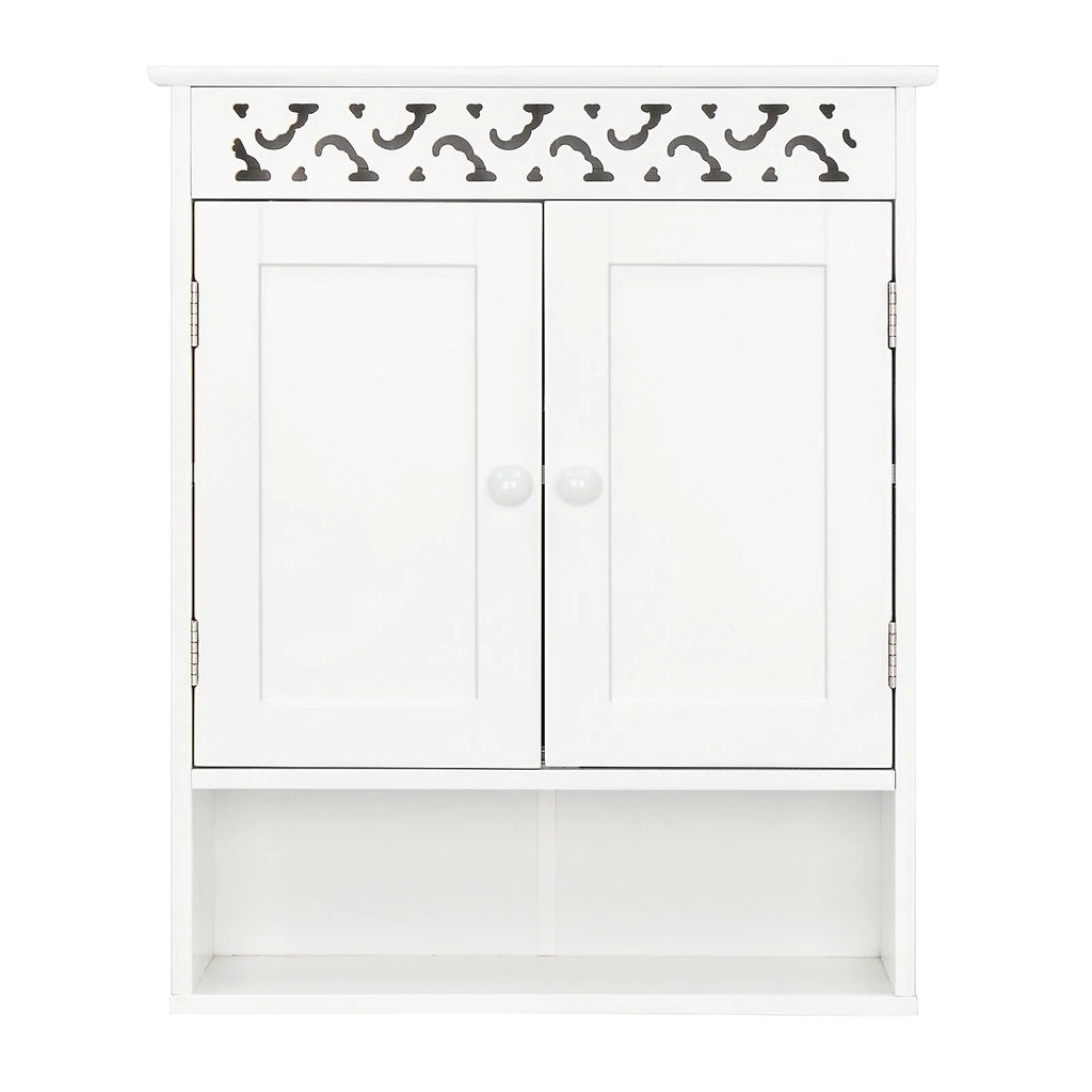 Wall Mounted Medicine Cabinet with Double Doors and Open Shelf B280