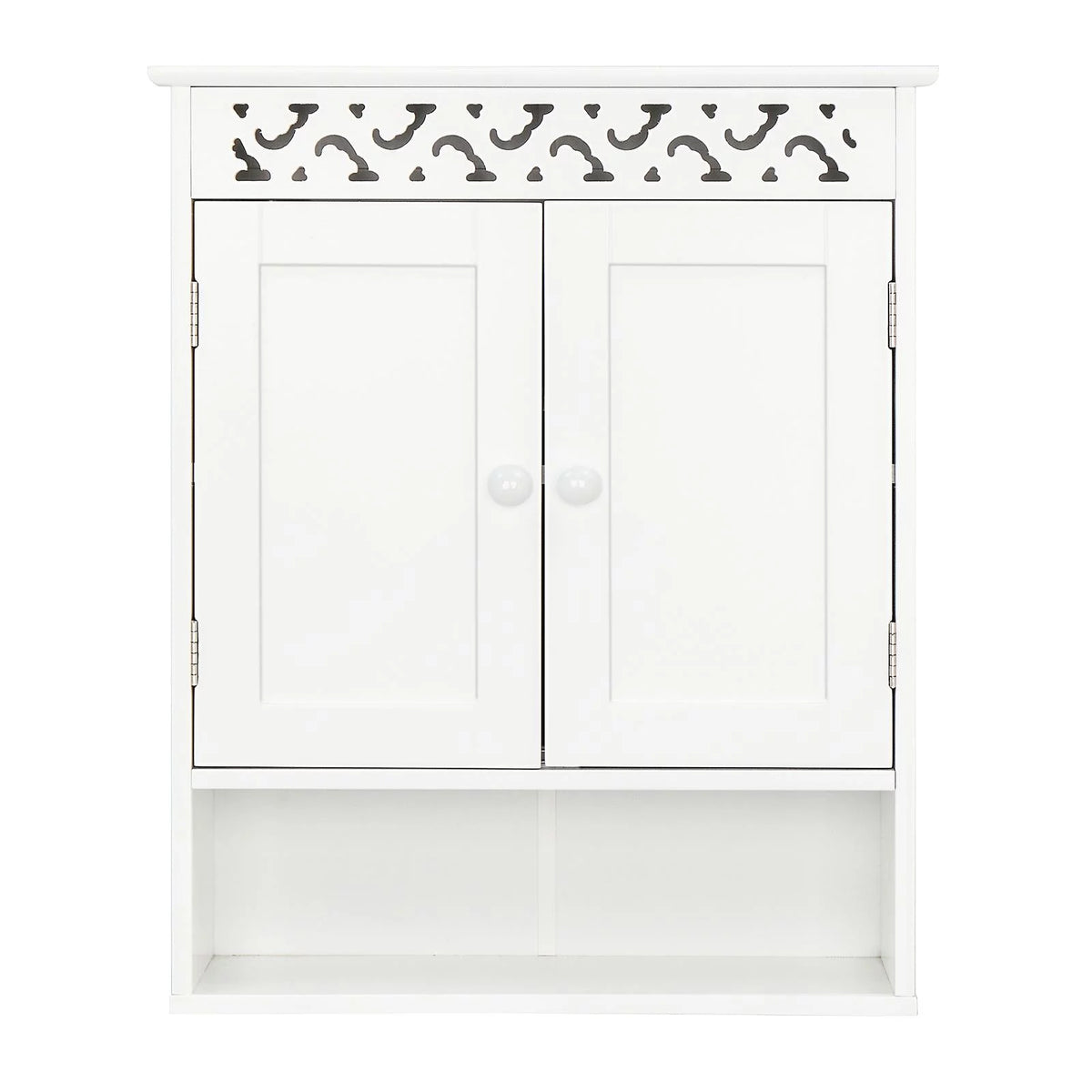 Wall Mounted Medicine Cabinet with Double Doors and Open Shelf B280