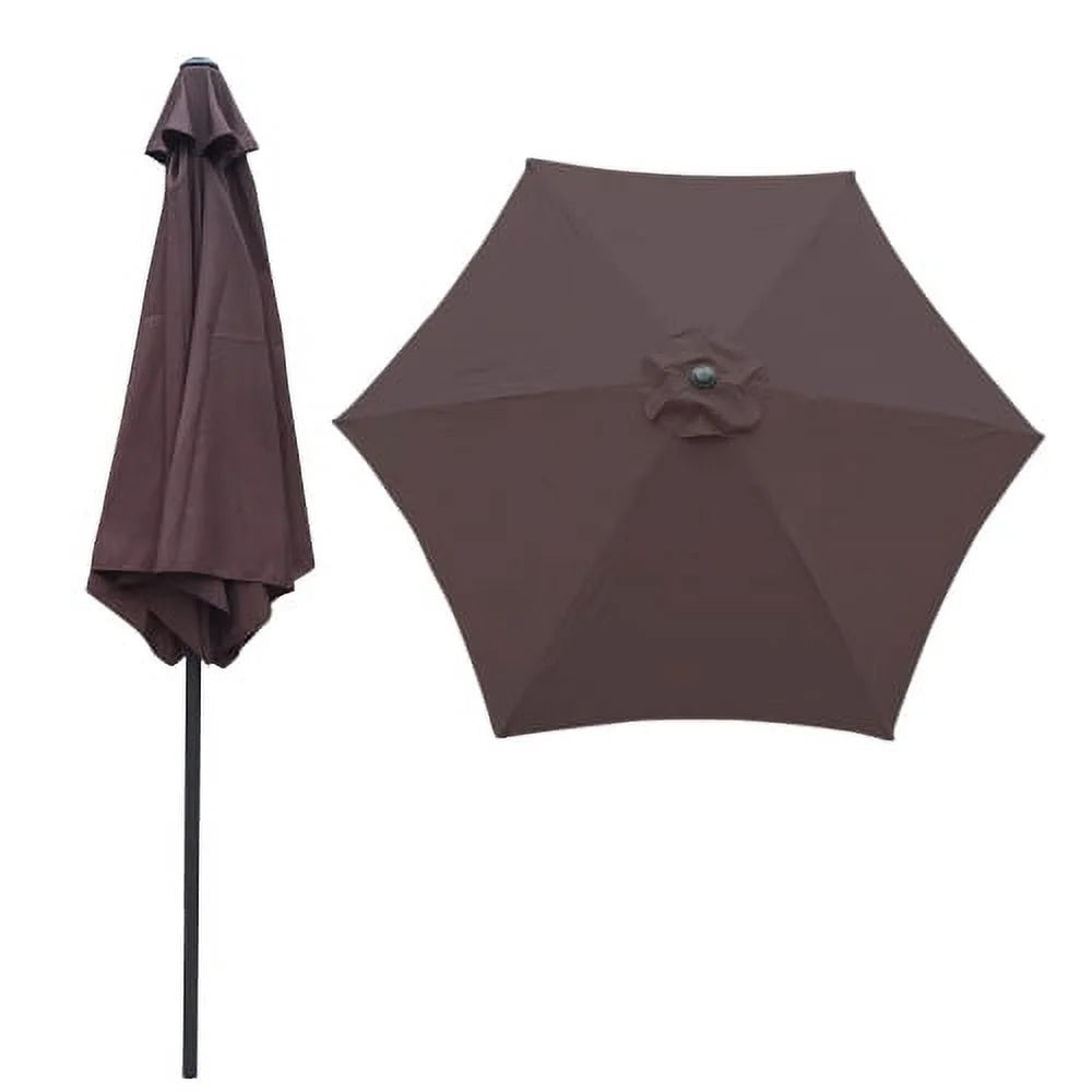 9FT Blue Striped Patio Umbrella with Push Button Tilt Y6482