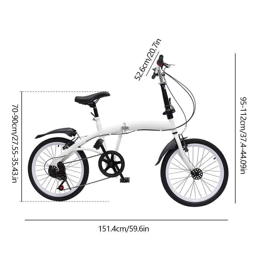 White 20 Inch 7 Speed Folding Bicycle Z19639