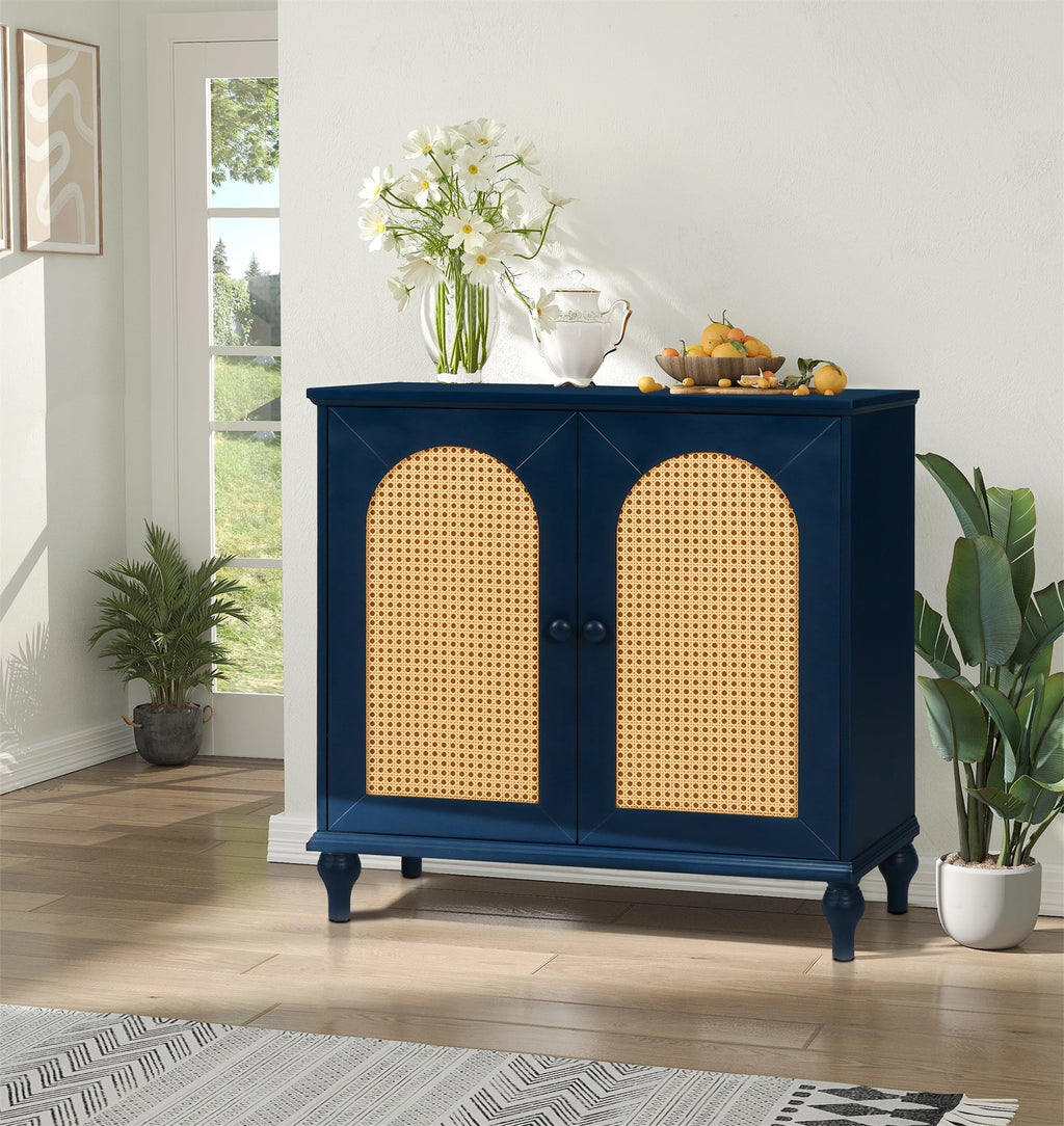 Rattan Storage Cabinet with Doors and Shelves C299