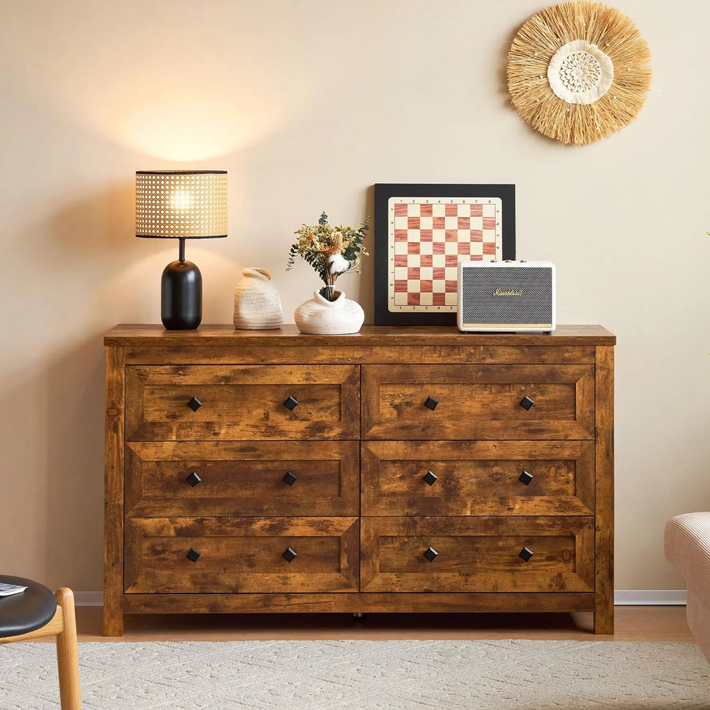 6 Drawer Farmhouse Wood Dresser U8268