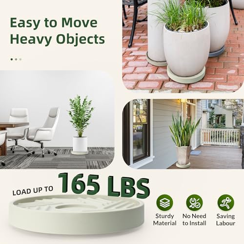 Gray 14 inch Round Plant Caddy with Wheels E648685