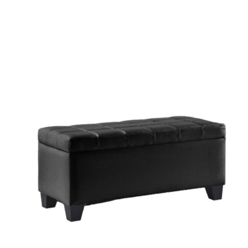 Black Pleather Storage Bench E282