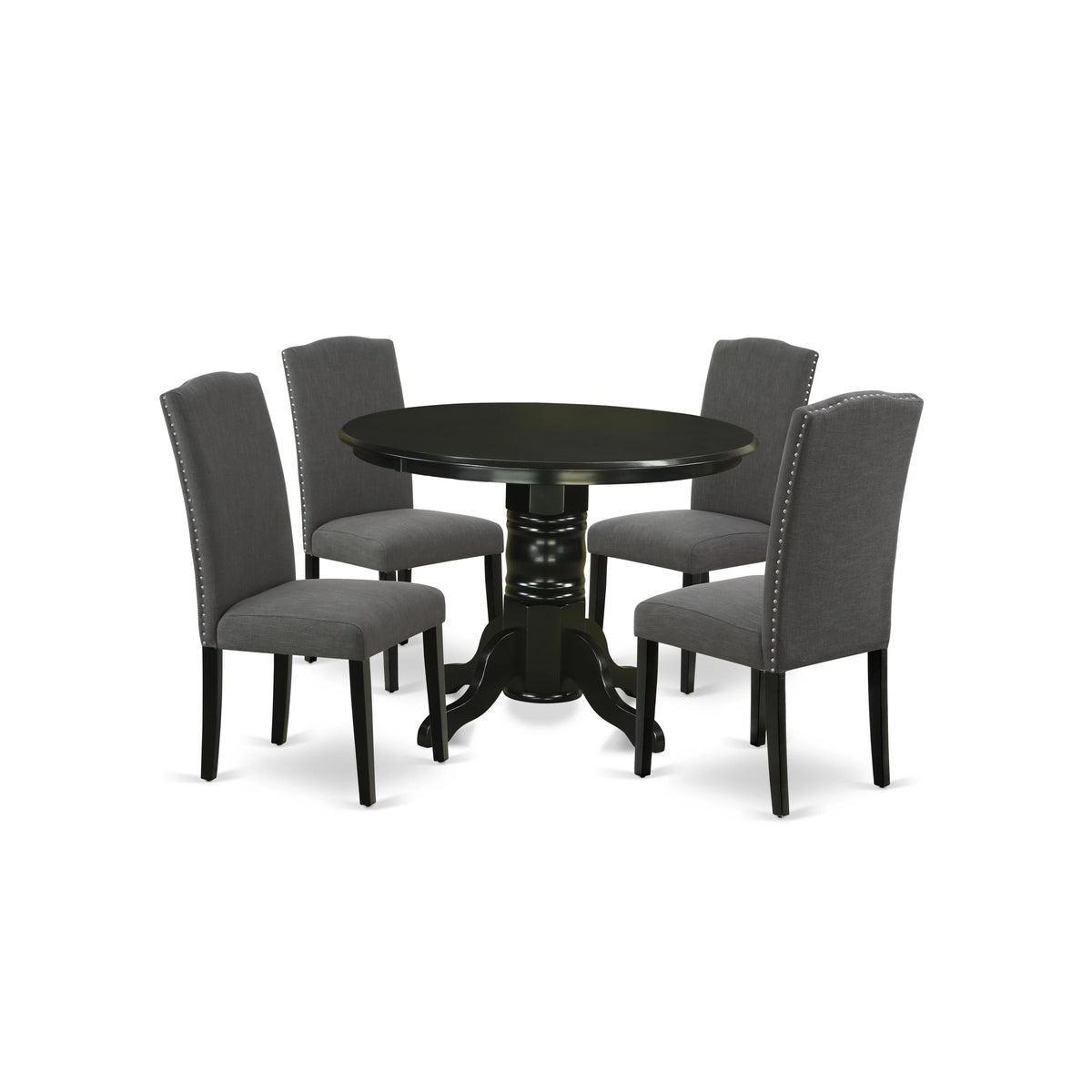 5-piece Wood Dining Set in Black/Dark Gotham Gray A684