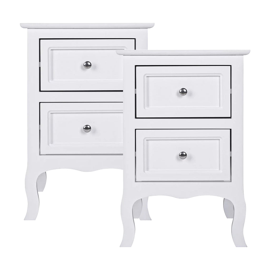 White Set of 2 Nightstand with 2 Drawer E5811
