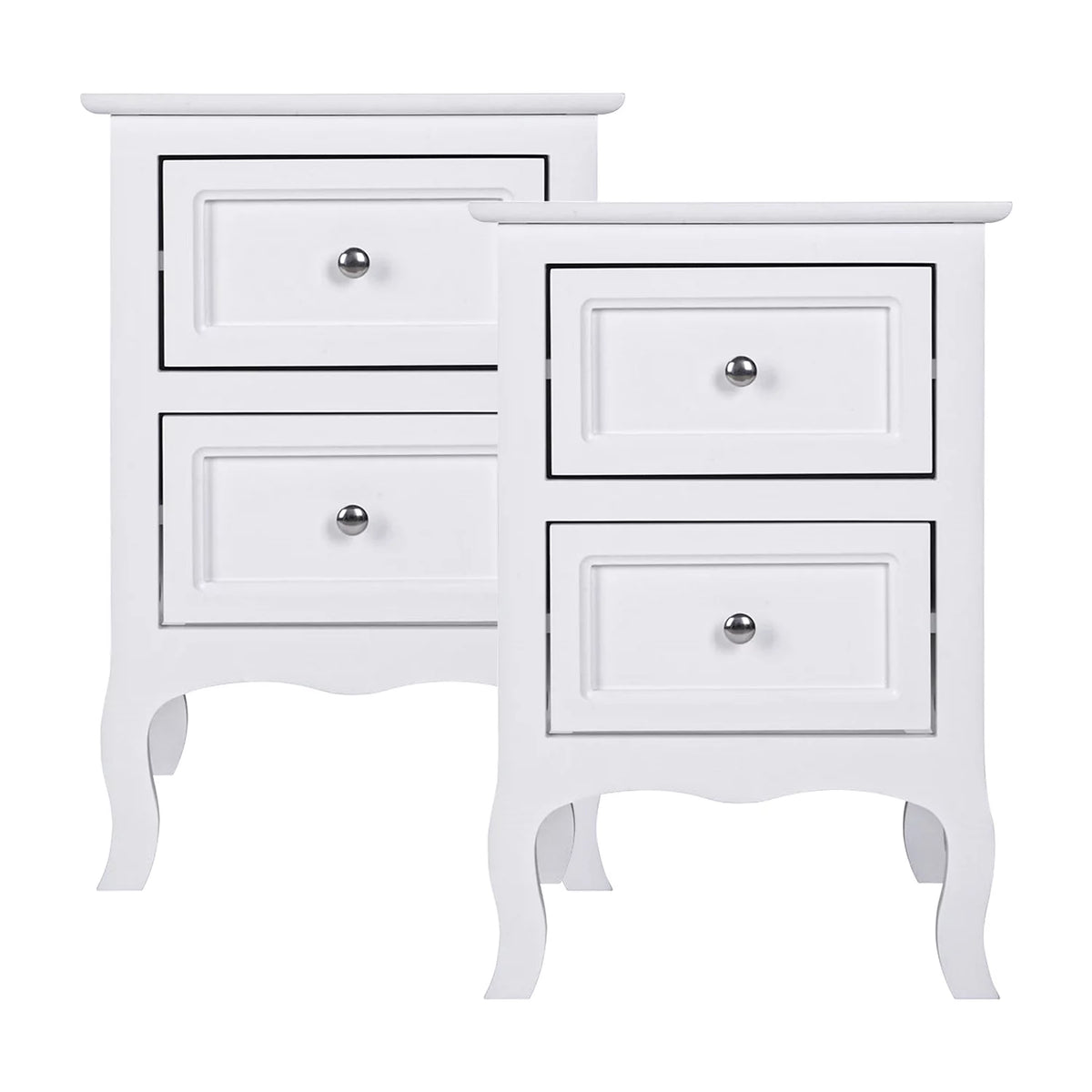 White Set of 2 Nightstand with 2 Drawer E5811
