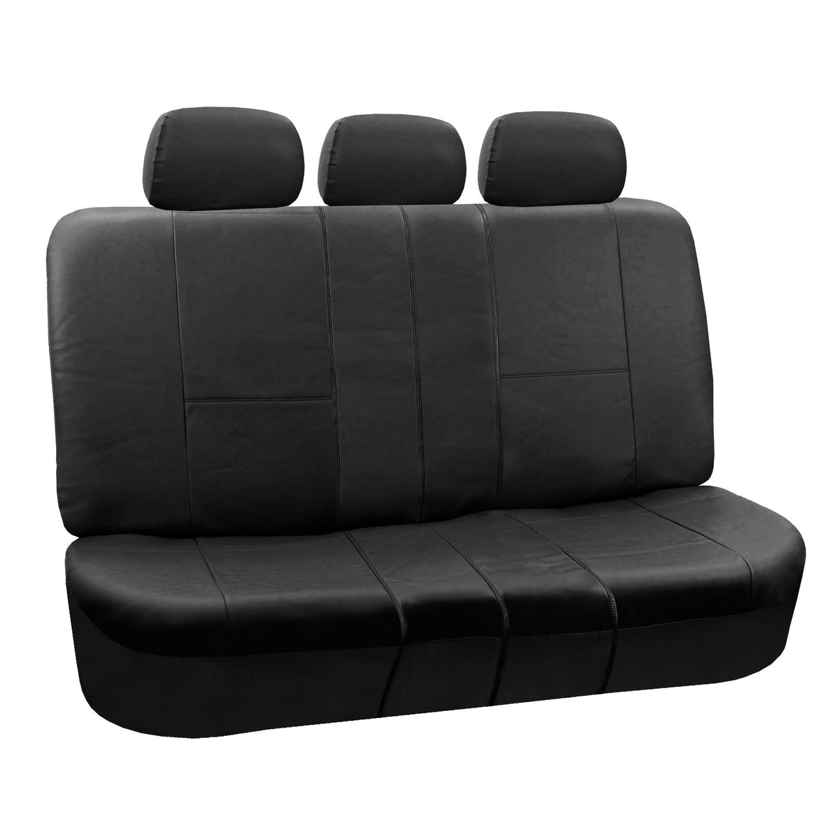 Black Faux Leather Split Bench Car Seat Cover P728904