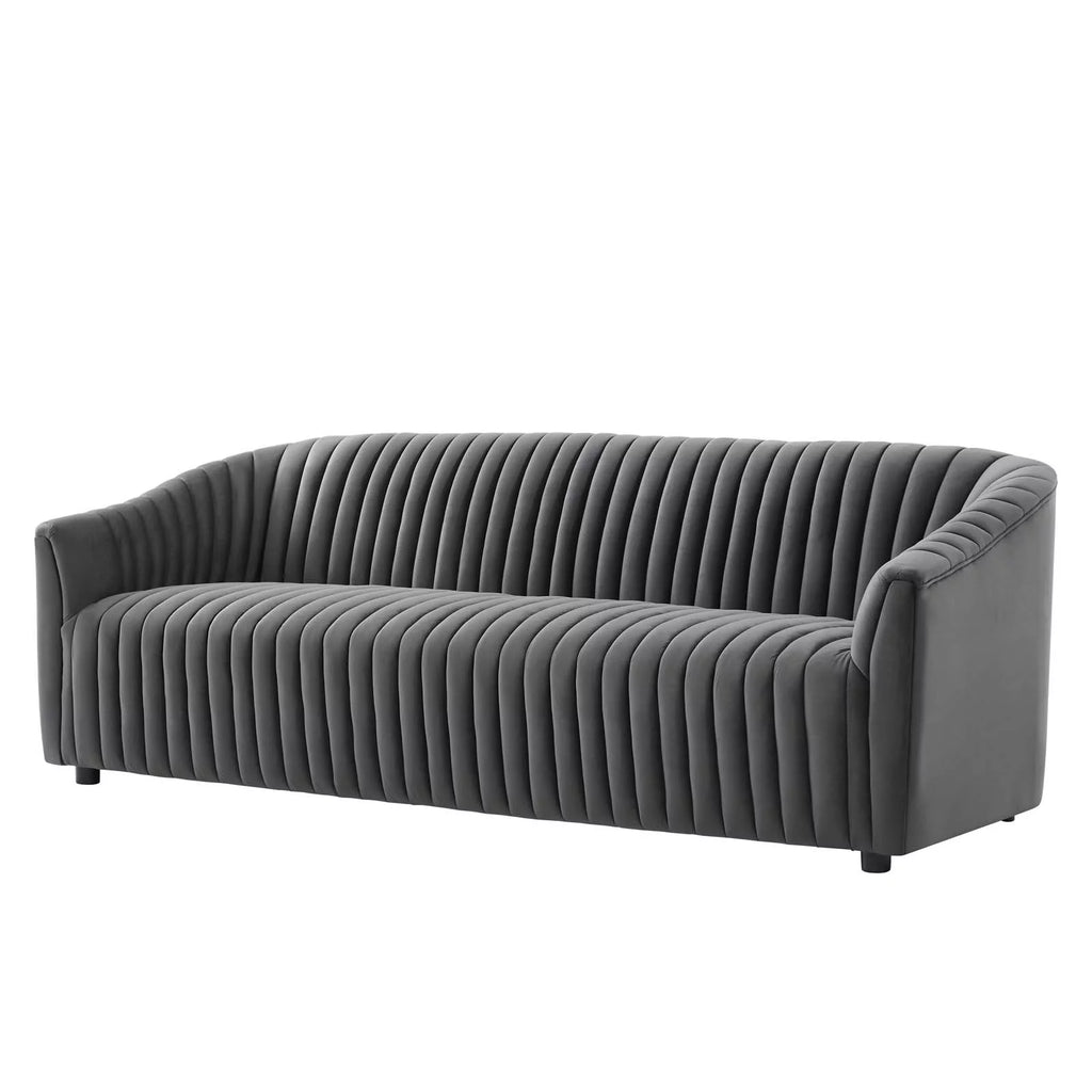 Charcoal Grey Velvet Tufted Sofa M999315