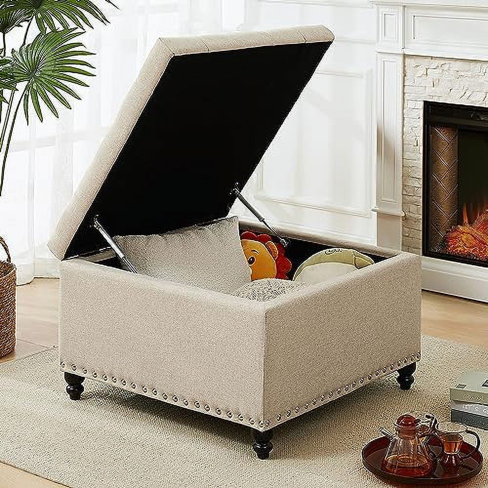 Light Brown Oversized Tufted Ottoman Bench Y36570