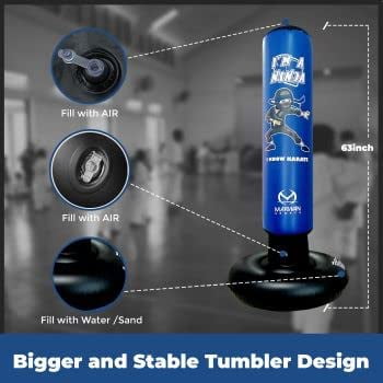 Free Standing Inflatable Kids Punching Bag Set with Air Pump & Boxing Gloves X986
