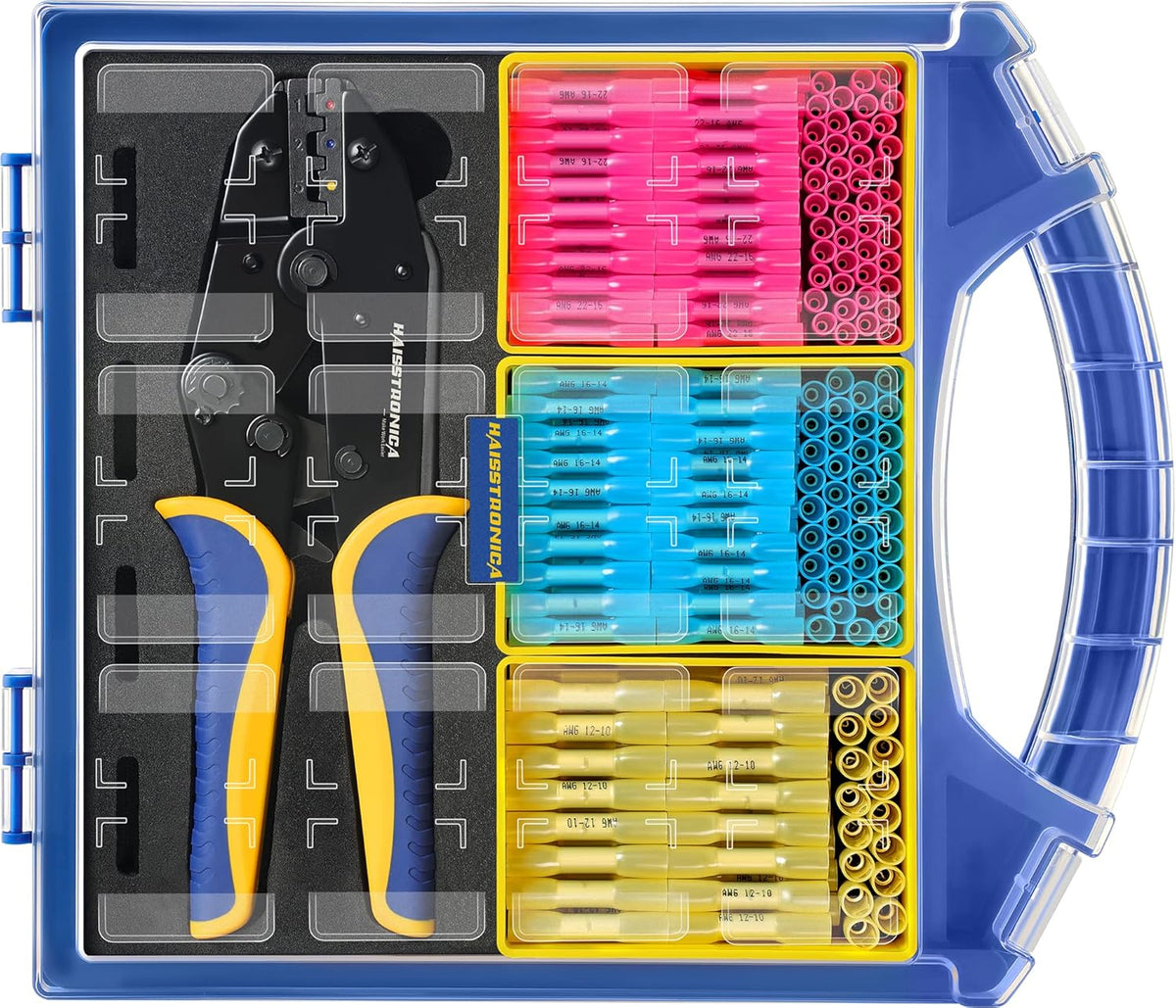 330PCS Heat Shrink Butt Connectors Set, AWG 22-10 Marine Grade Waterproof Butt Splice Connectors with Crimping Tool S613936