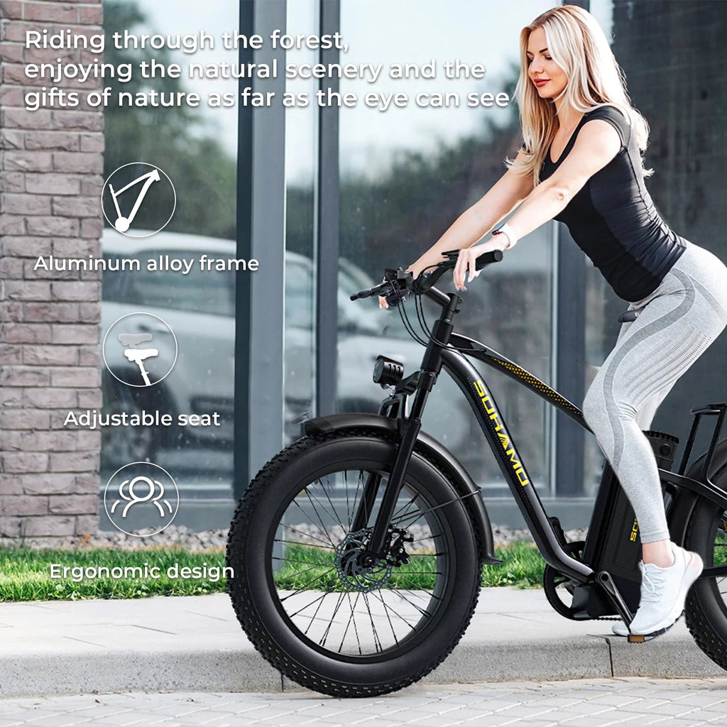 750W Fat Tire Electric Bike 26''x4'' 48V 15Ah E3203
